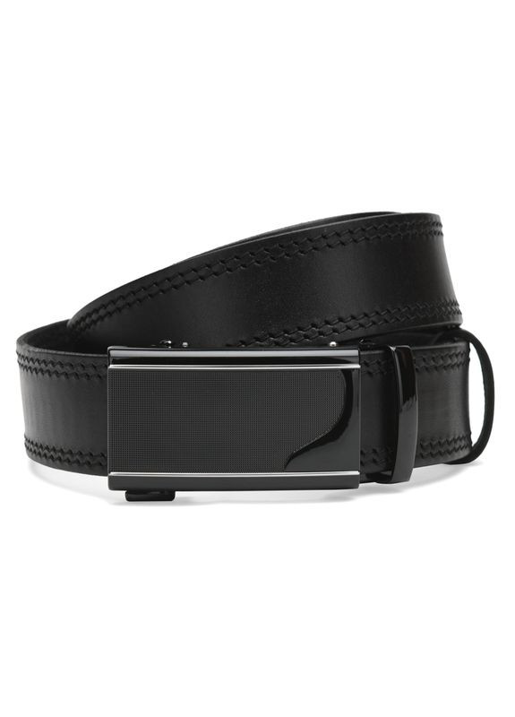 Чоловічий ремінь шкіряний Cv1gnn21-115 Чорний Borsa Leather (302972389)