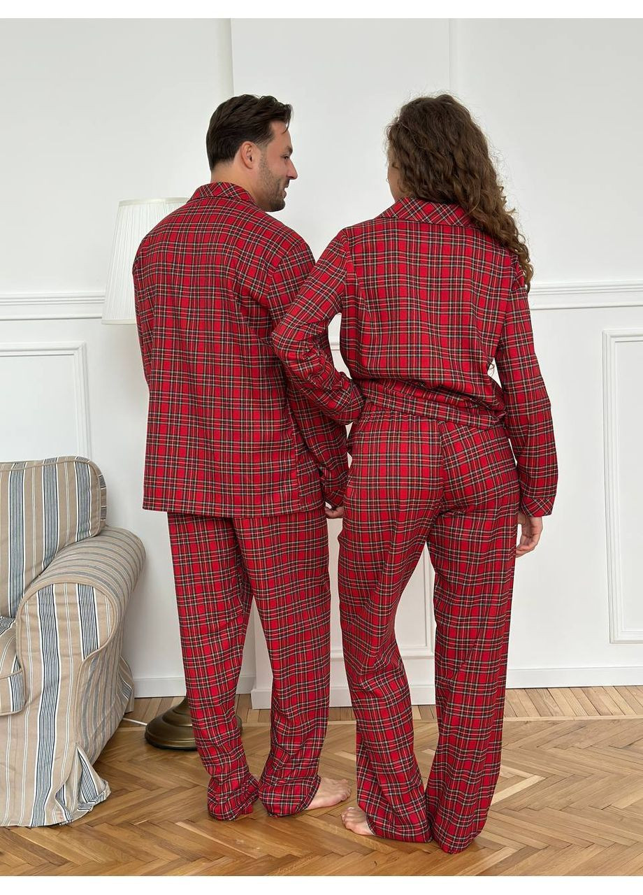 Червона всесезон стильна жіноча піжама фемілі лук сорочка + брюки Vakko