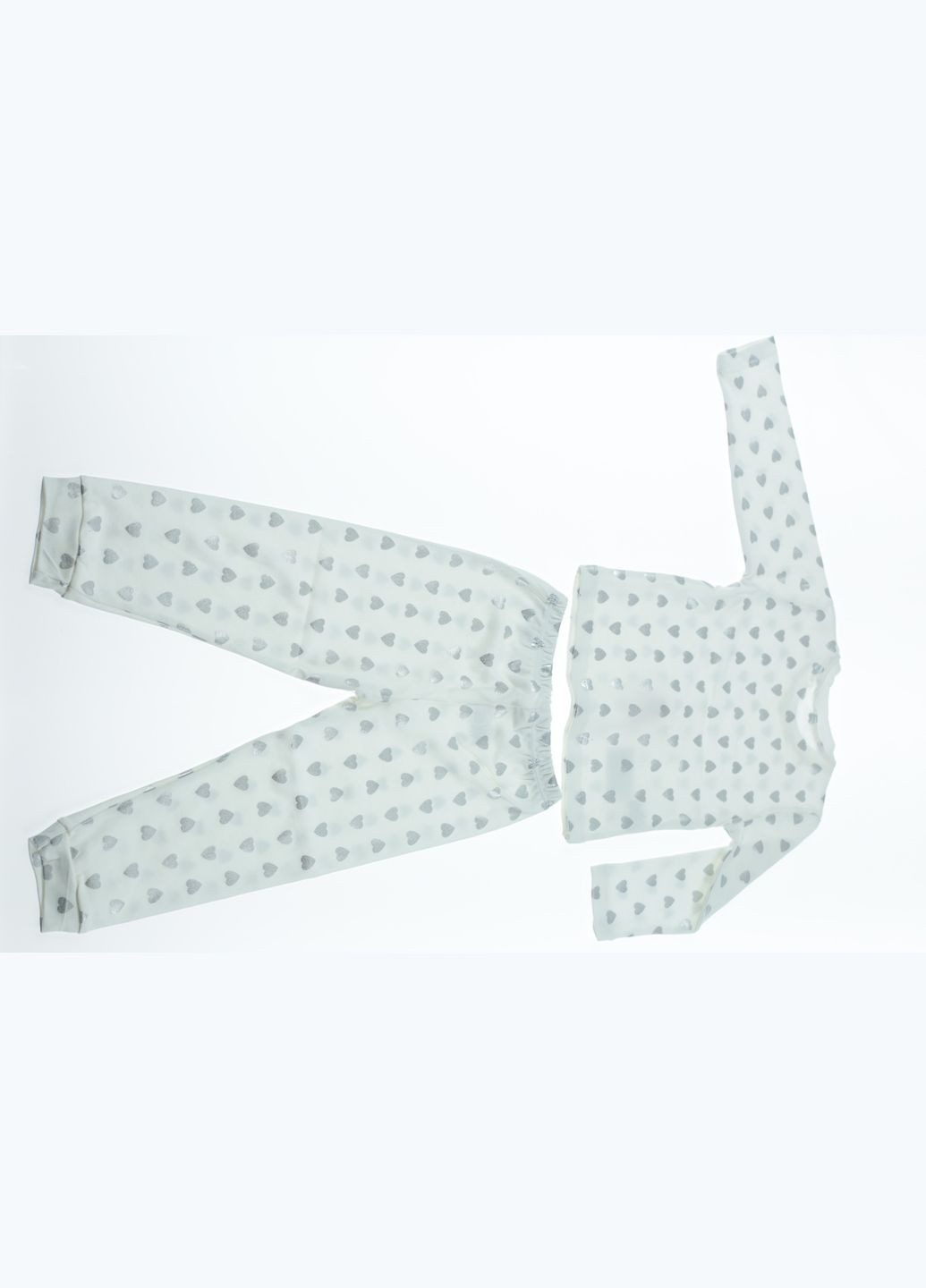 Белая пижама с длинным рукавом для девочки в сердце серый 104 см (40287) BABYKROHA