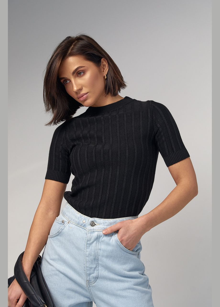 Женская вязаная футболка в рубчик Liton - (296988222)