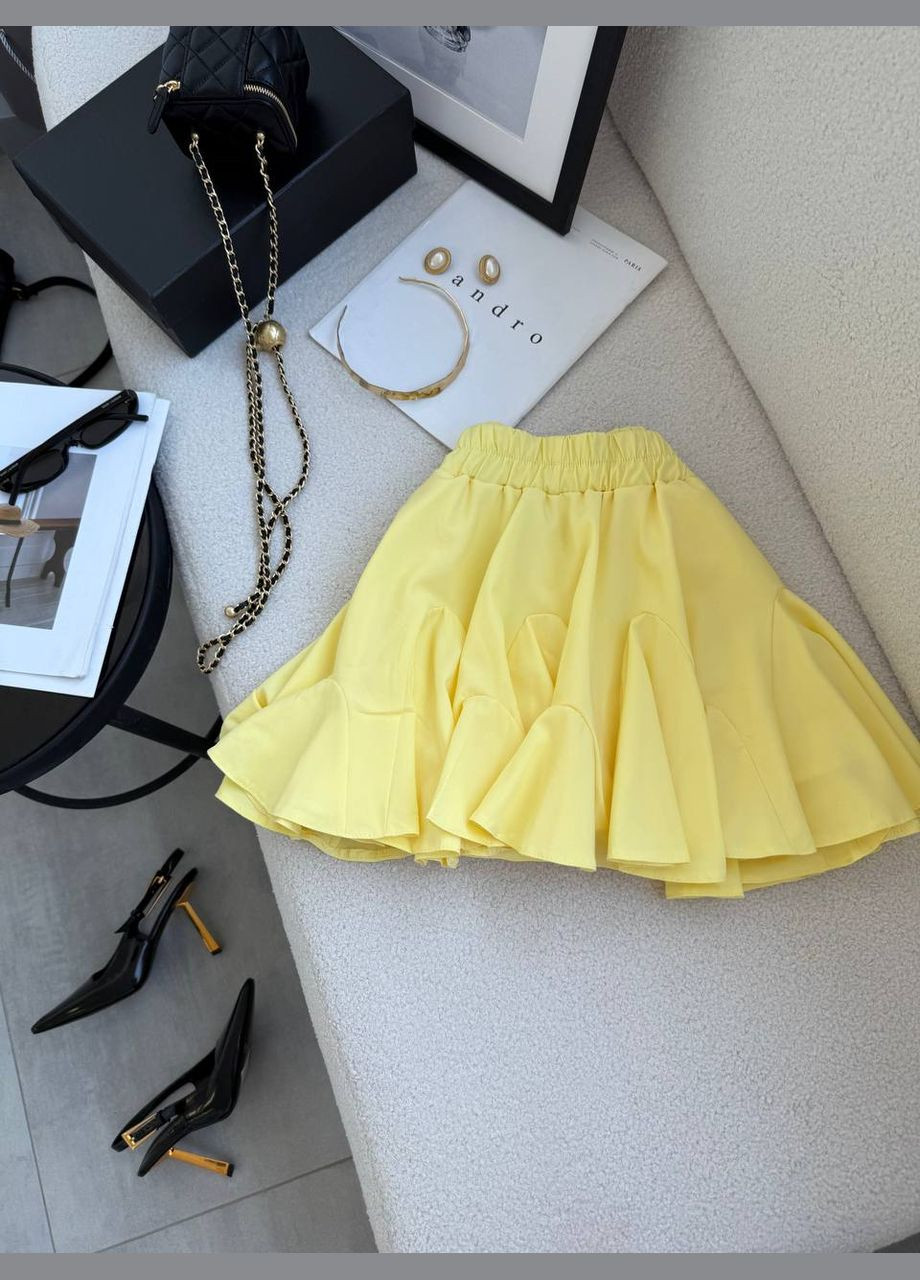 Легка коротка спідниця-шорти із софту однотонна лимонного кольору, стильна та повітряна, ідеальний варіант для літніх образів No Brand 591-6 (326502052)