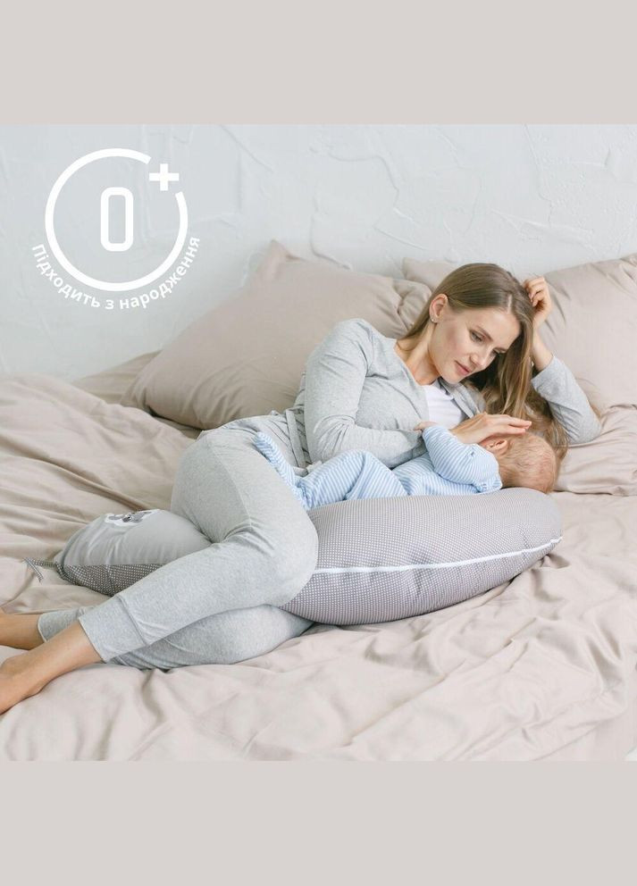 Подушка для беременных и кормления 30х190 см гипоаллергенная, наволочка из хлопка на молнии горошок PAPAELLA (367727623)