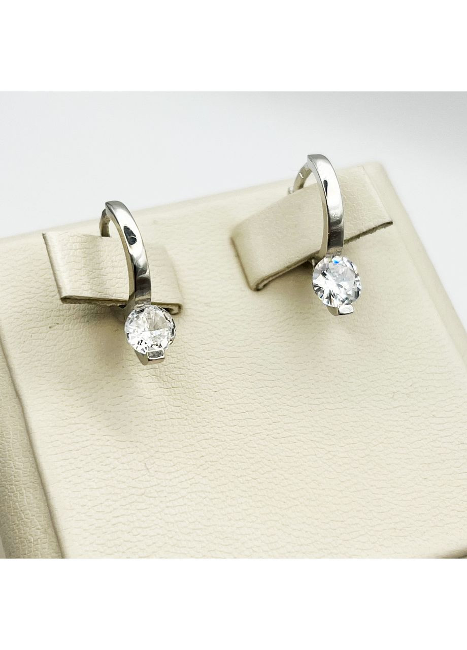 Серьги-кольца серебряные с кубическим цирконием 2,2 г No Brand (369737779)