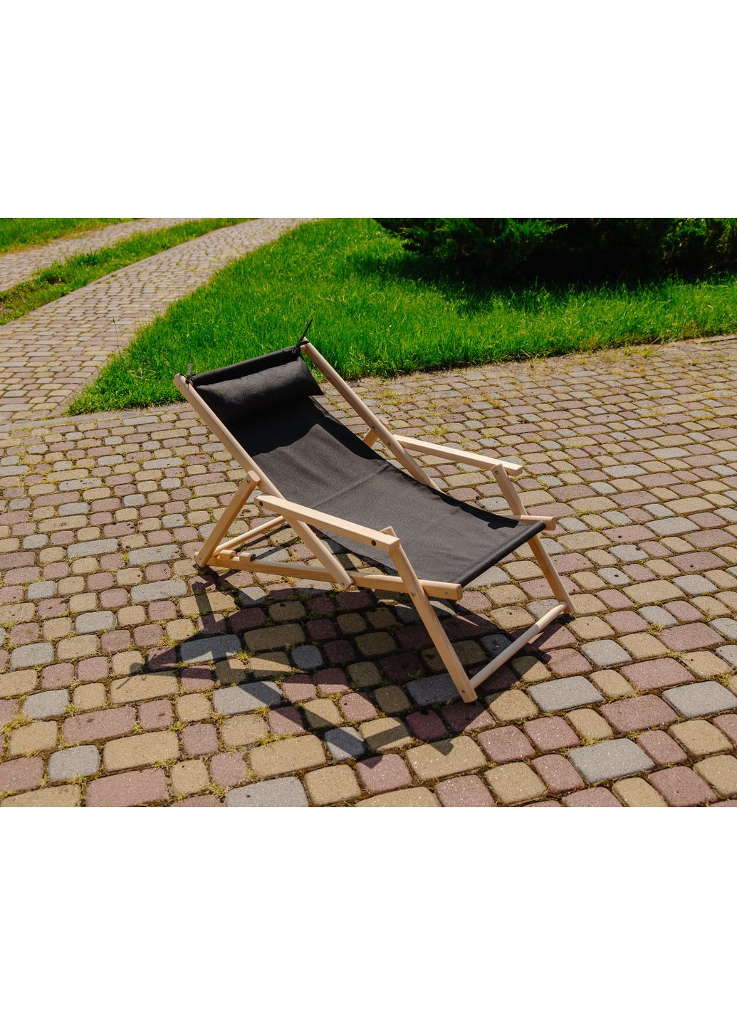 Шезлонг лежак дерев'яний з підлокітниками та підголовником XRMaster Зелений No Brand (358500985)