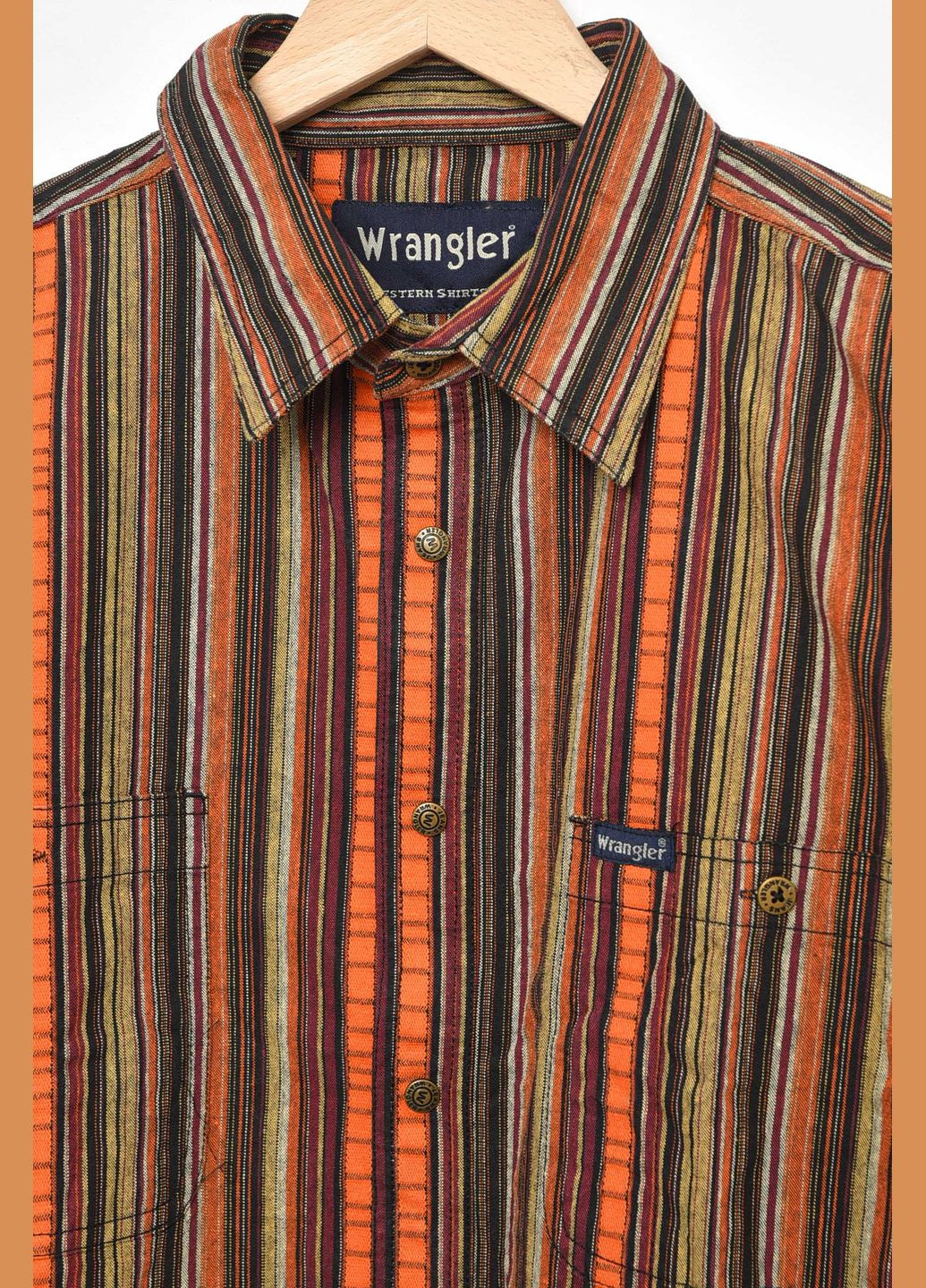 Сорочка чоловіча батальна коричневого кольору в смужку Let's Shop (292630471)