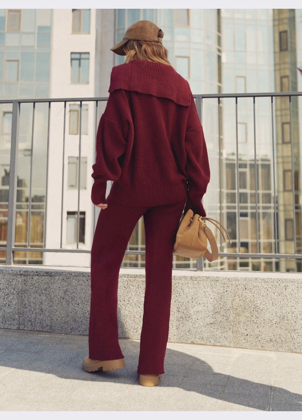 в'язаний костюм з брюками та кофтою бордовий Dressa (362699321)