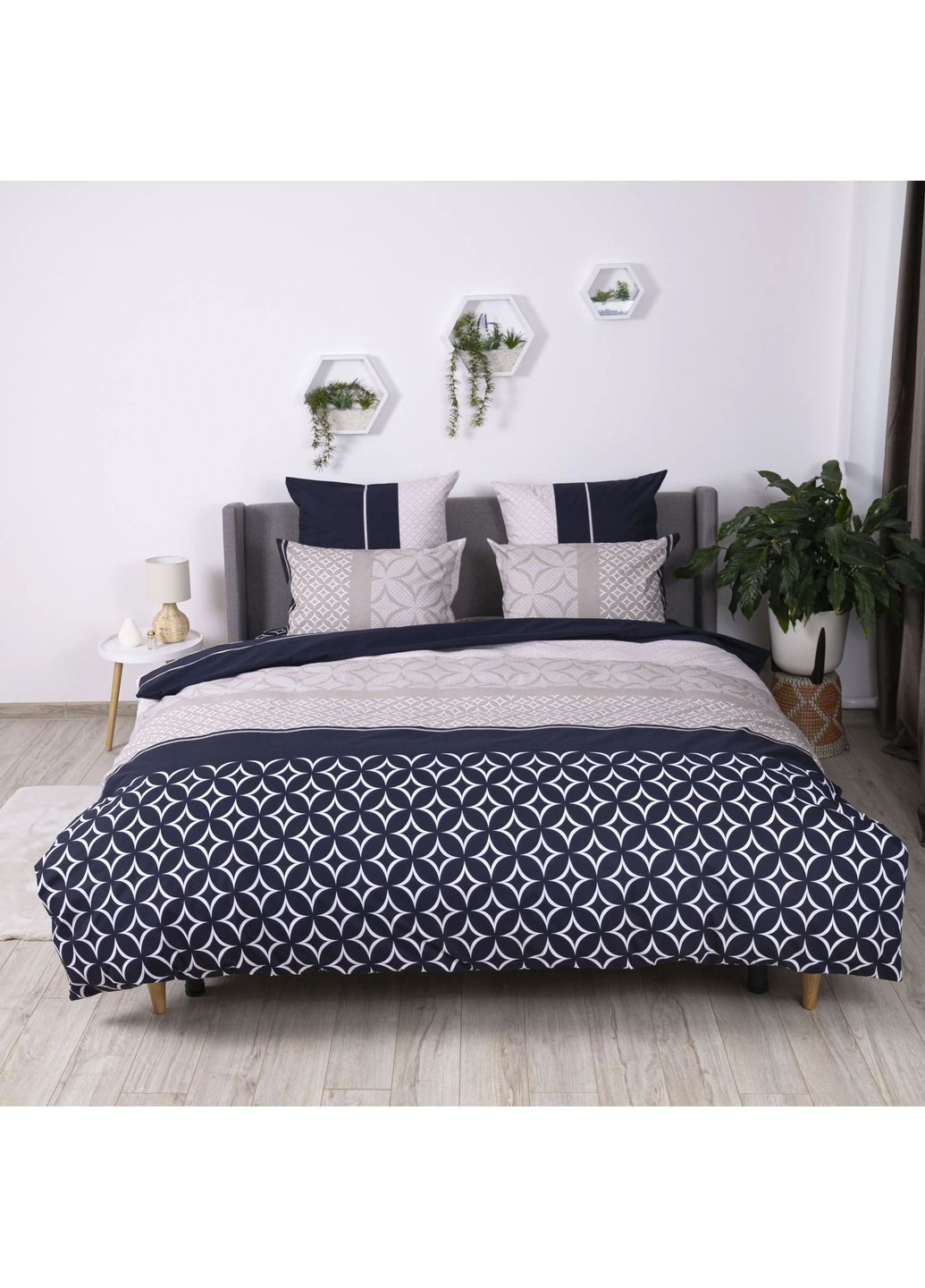 Двоспальний комплект постільної білизни Бязь з наволочками 70*70 см, 115 гр/м2 Gatsby Синій (19470180215) ТЕП (365851766)