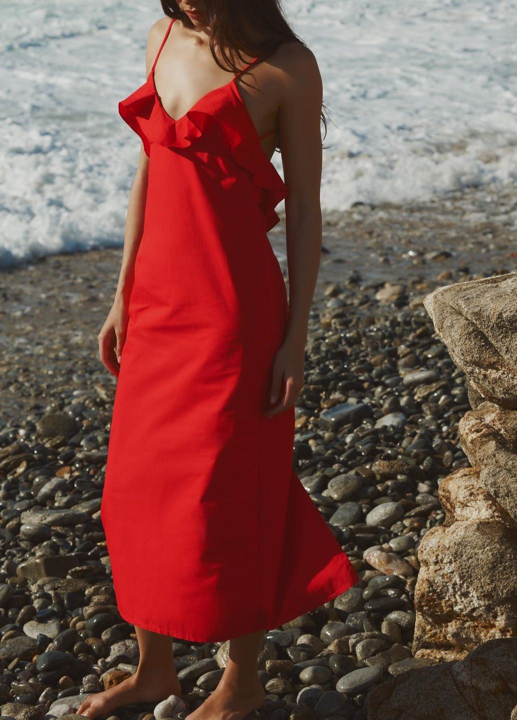Красное праздничный платье Zara однотонное