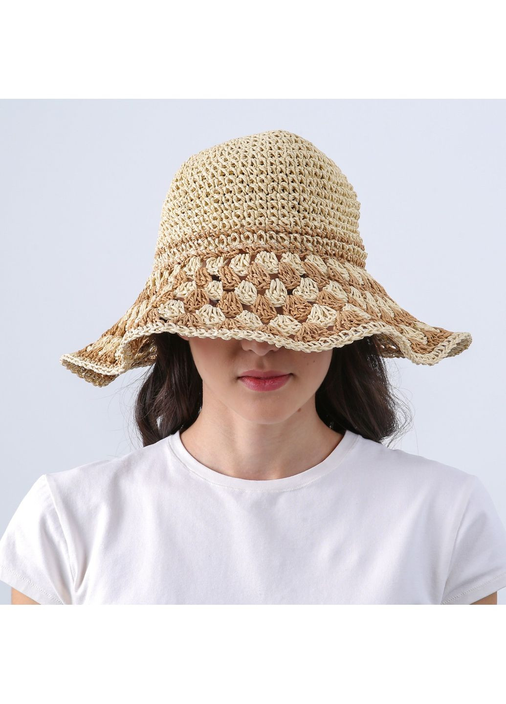 Капелюх із середніми полями жіночий в'язаний целюлоза бежевий БАНБЕРІ LuckyLOOK 819-269 (336025409)