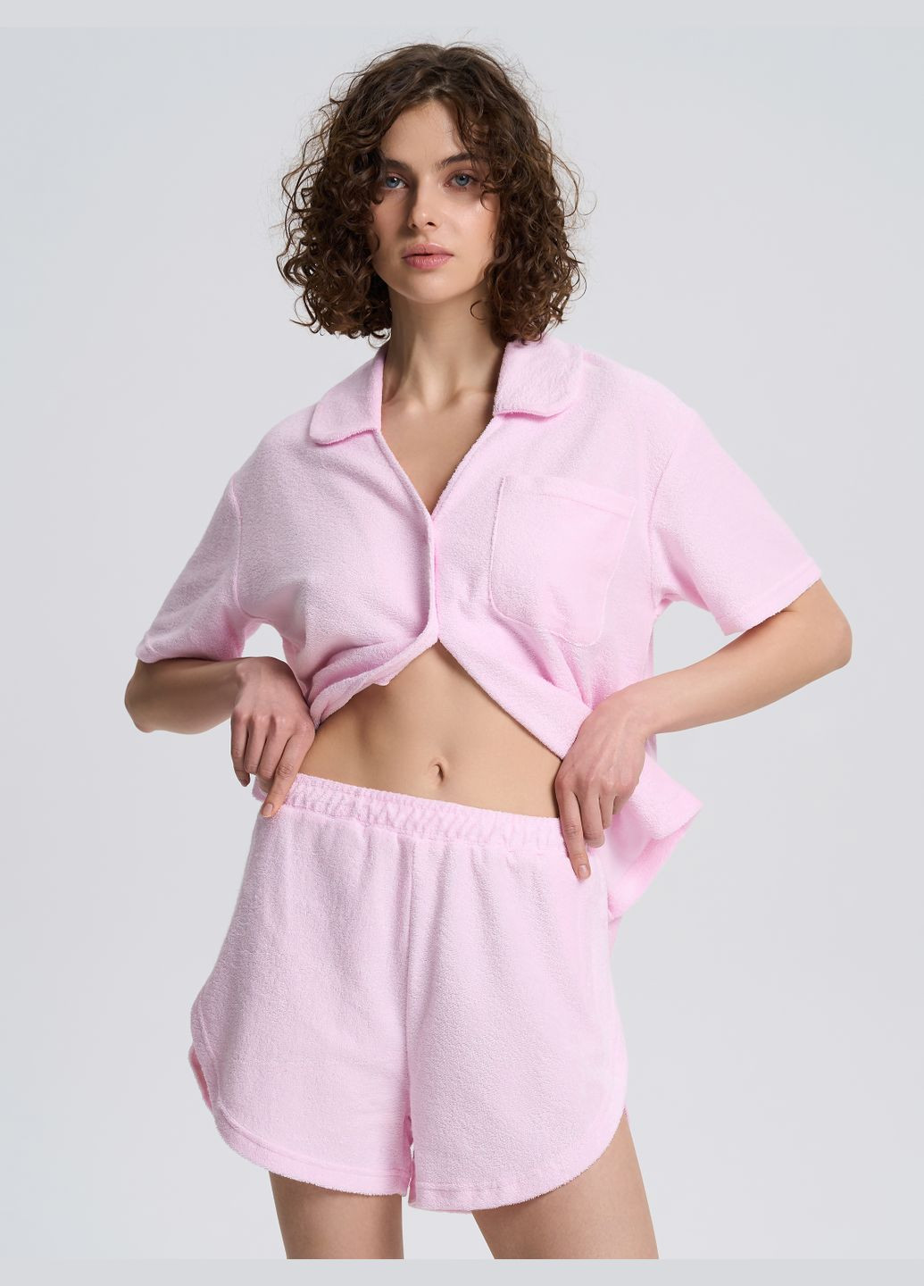Рожева всесезон комплект жіночий махровий бірюзового кольору тм роза футболка + шорти Роза