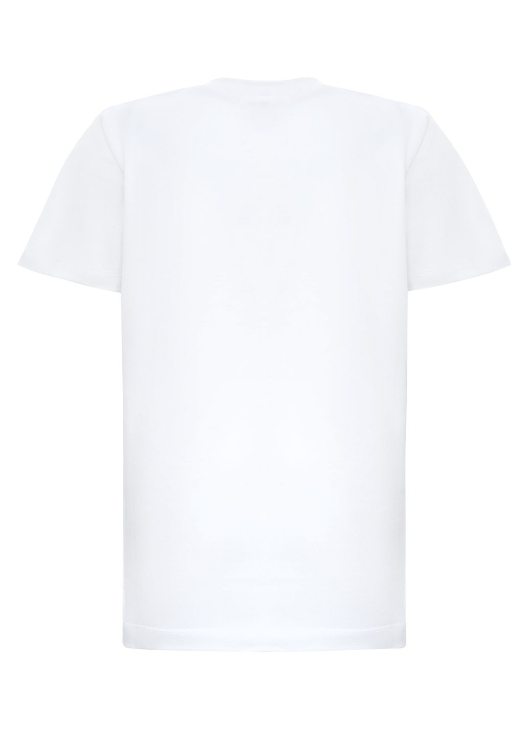 Белая демисезонная футболка детская базовая с голубым принтом love German Volf