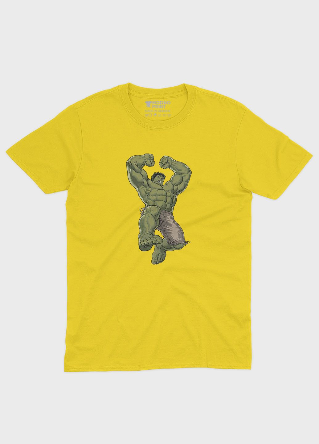 Жовта демісезонна футболка для хлопчика з принтом супергероя - халк (ts001-1-sun-006-018-011-b) Modno