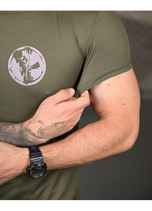 Тактична чоловіча футболка з принтом олива No Brand (349508216)
