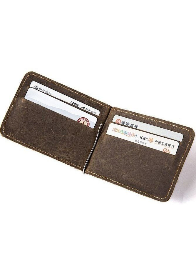 Компактный зажим для денег с 4 слотами для карточек из натуральной кожи коричневый (sku_14935) No Brand (329901820)