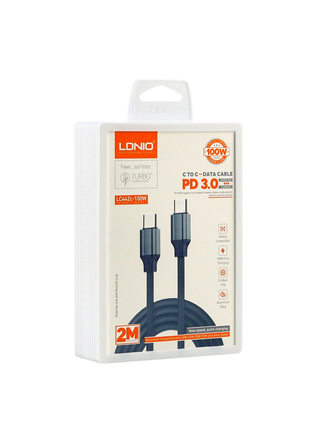 Кабель USB LC442c Type-C to Type-C 100W 2m Сiрий Ldnio (370440308)