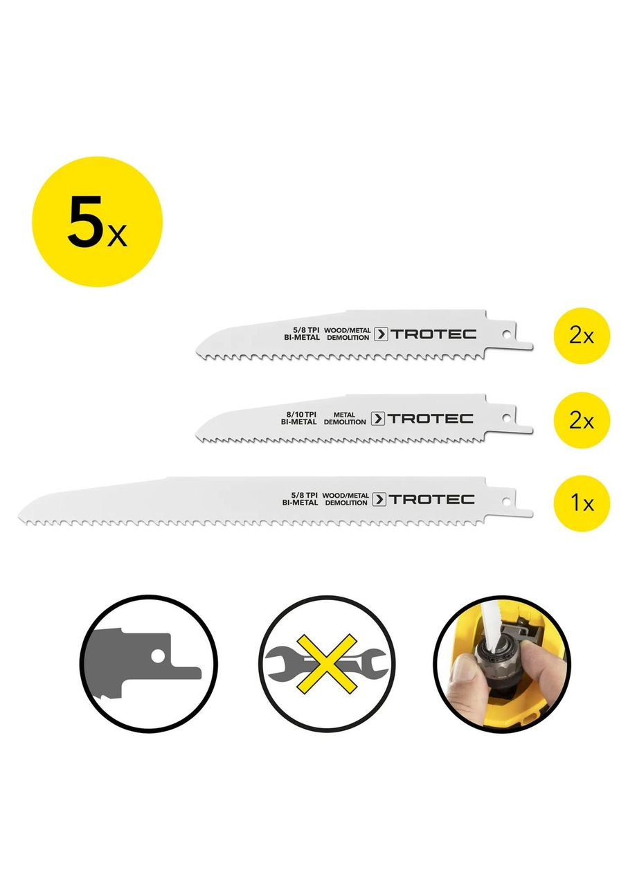 Набор пилочных полотен для пилы сабельной 5 pieces Wood/Metal Set (6215001201) Trotec (337341930)