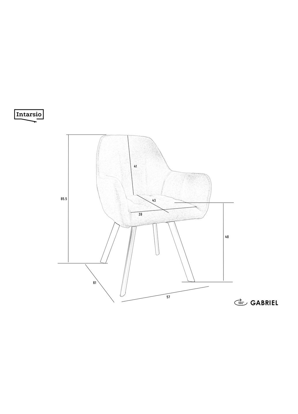 Стілець GABRIEL чорний каркас/беж тк. поворот 180° Intarsio (372178459)