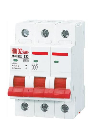 Автоматичний вимикач 3P HOROZ "SAFE" С 32А 4.5 kA 3P Horoz Electric (337360066)