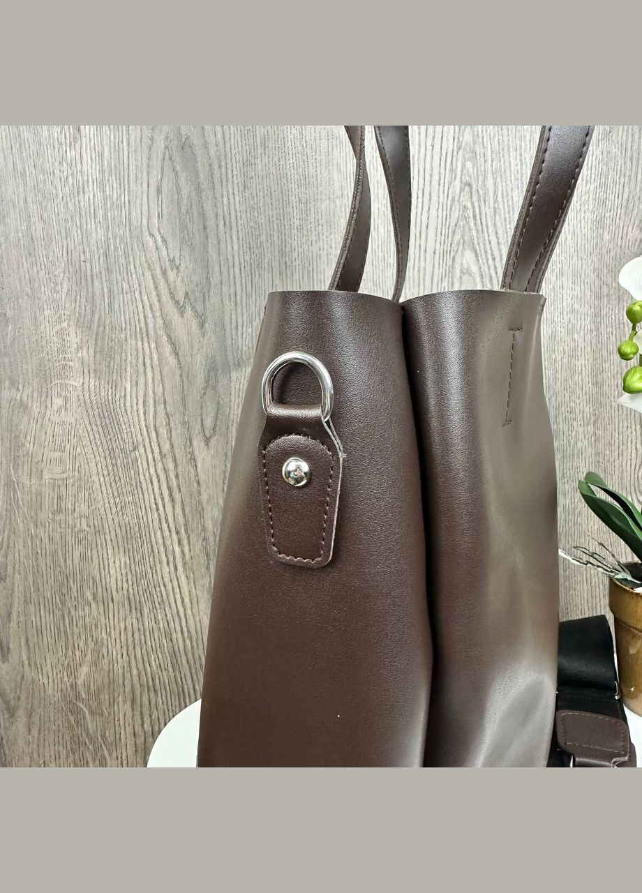 Женская большая сумка в стиле кожа рептилии коричневая Eton (322284075)