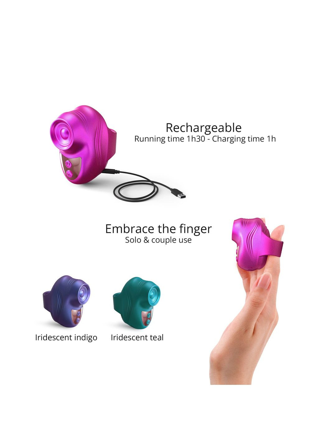 Вибратор на палец KISSCOOL - IRIDESCENT BERRY - CherryLove Love To Love (339867173)