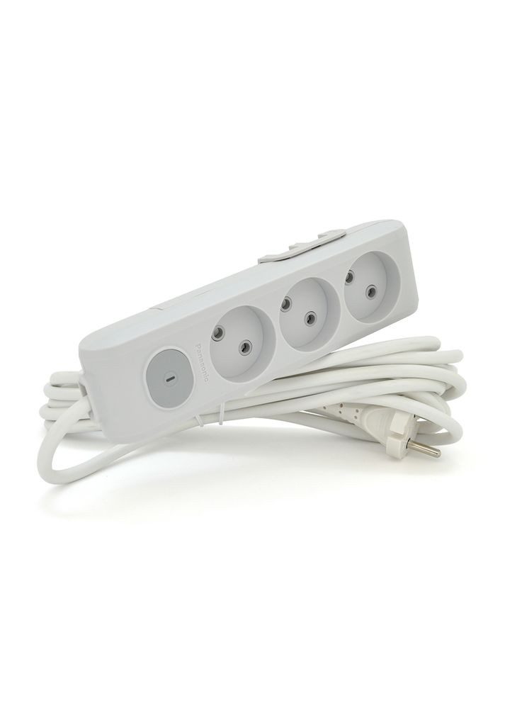 Подовжувач X-tendia 3 гнізда, 3 м, із захисними шторками, із вимикачем, сірий Panasonic (364874373)
