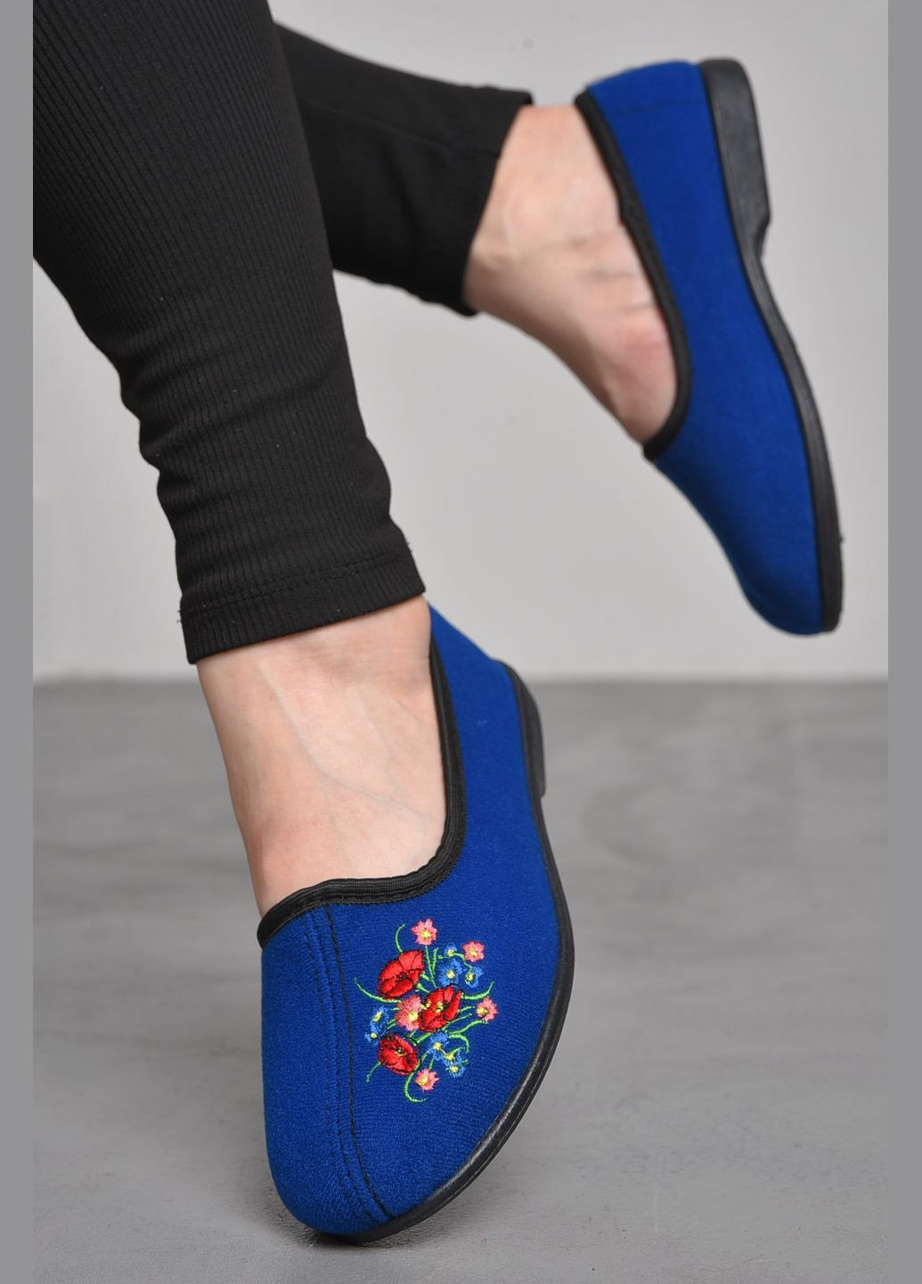 Синие тапочки женские синего цвета с рисунком Let's Shop