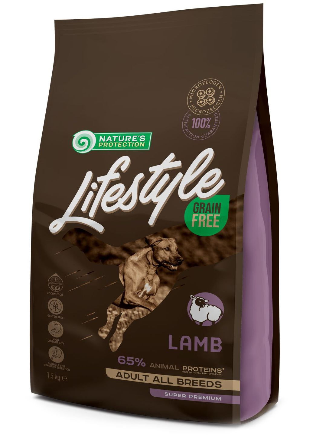 Сухий беззерновий корм для собак Lifestyle Grain Free Lamb Adult All Breeds з ягням 1.5 Nature's Protection (279565798)