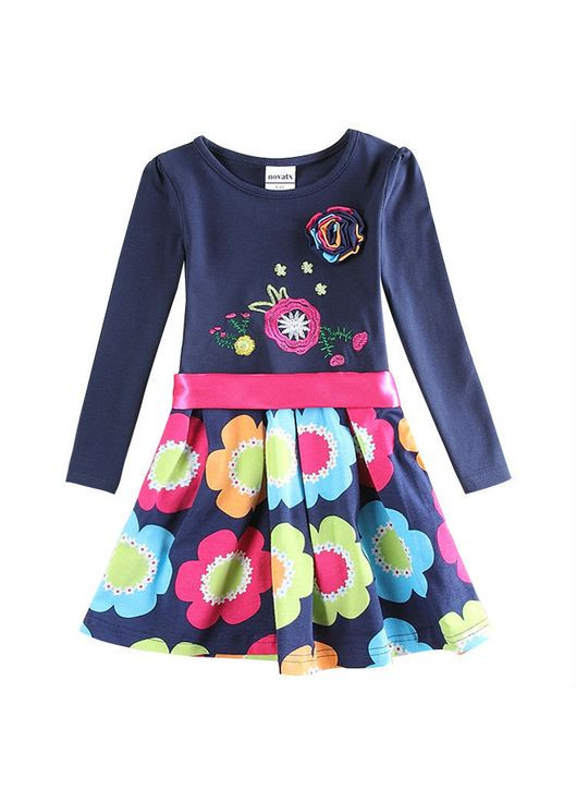 Синіти дитяча сукня з довгим рукавом синя з квітами Nova (361162435)
