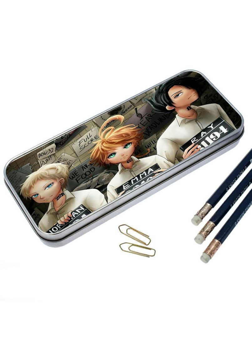 Органайзер для канцелярського приладдя металевий, кейс для дрібниць Обіцяний Неверленд #002 7*18 см Silver No Brand (309153631)