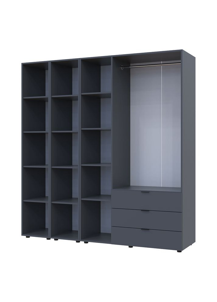 Комплект шаф для одягу Гелар (3 шт.) 192,6х49,5х203,4 см Графіт (DRS-011149) Doros (361998785)