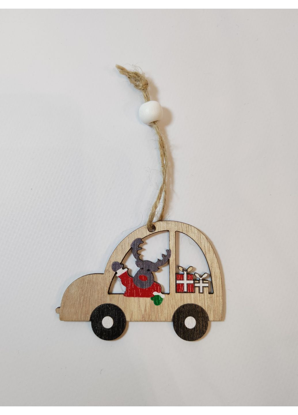 Набор елочных игрушек деревянные машинки 3шт. No Brand (364196195)