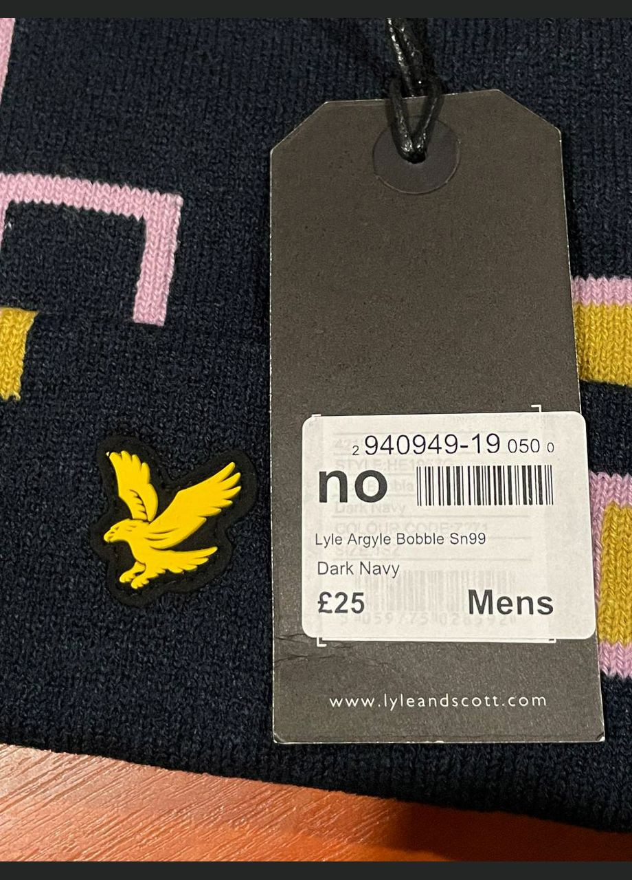 Шапка унисекс Lyle & Scott Golf Bobble Beanie Dark Navy (302802777)