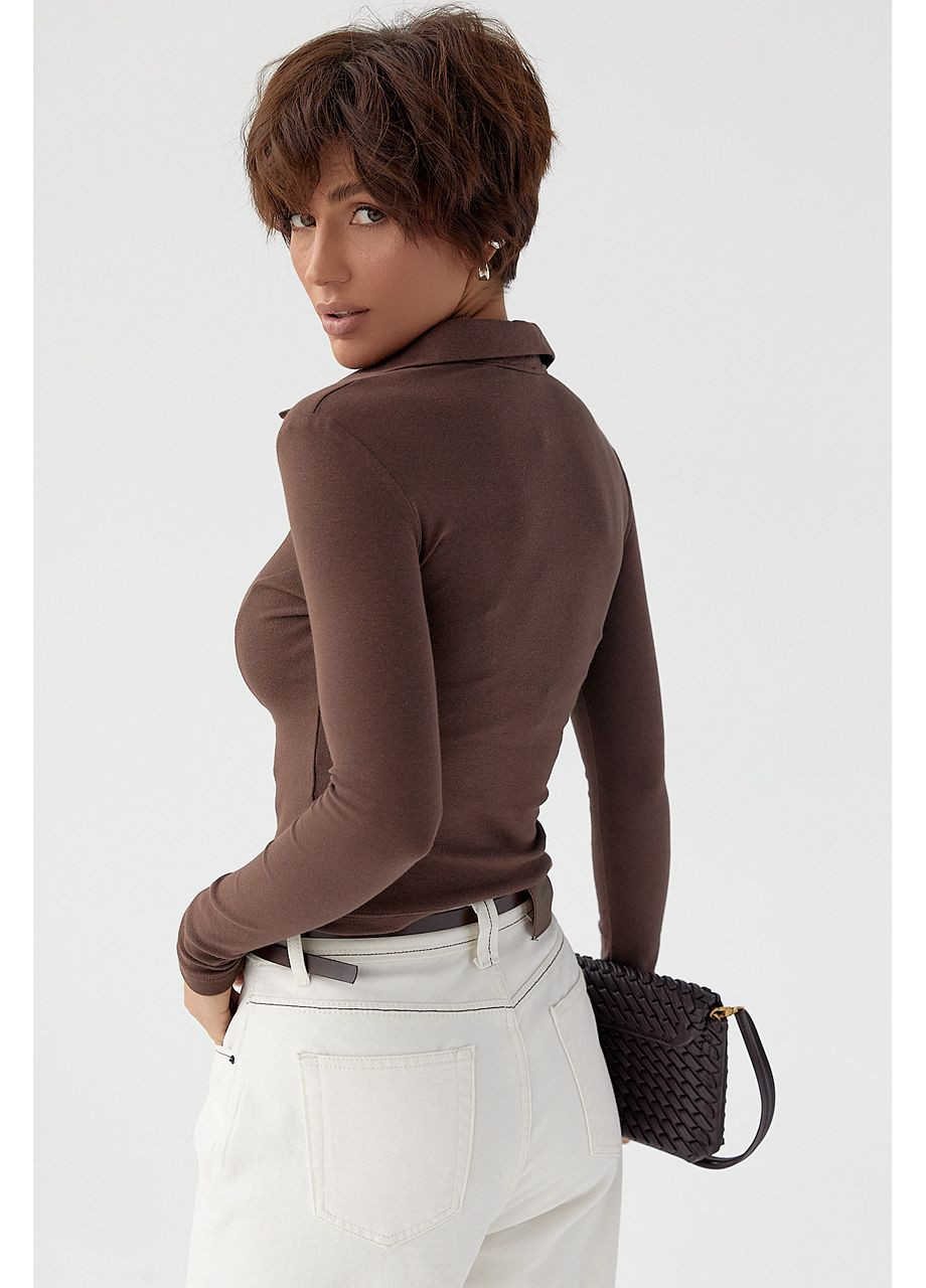 Укороченный лонг-поло с молнией на горловине Lurex (369327161)