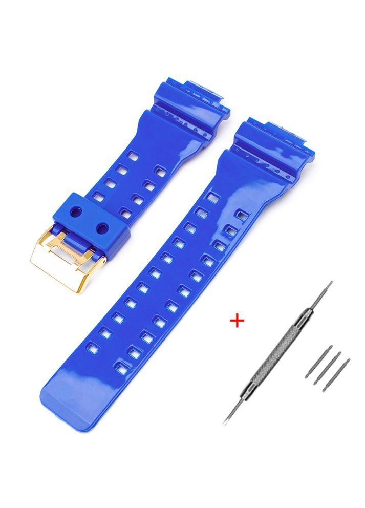 Ремешок для Casio G-Shock с золотистой пряжкой синий полимерный для мужчин женщин унисекс замена ремешка ProDobro (367267092)