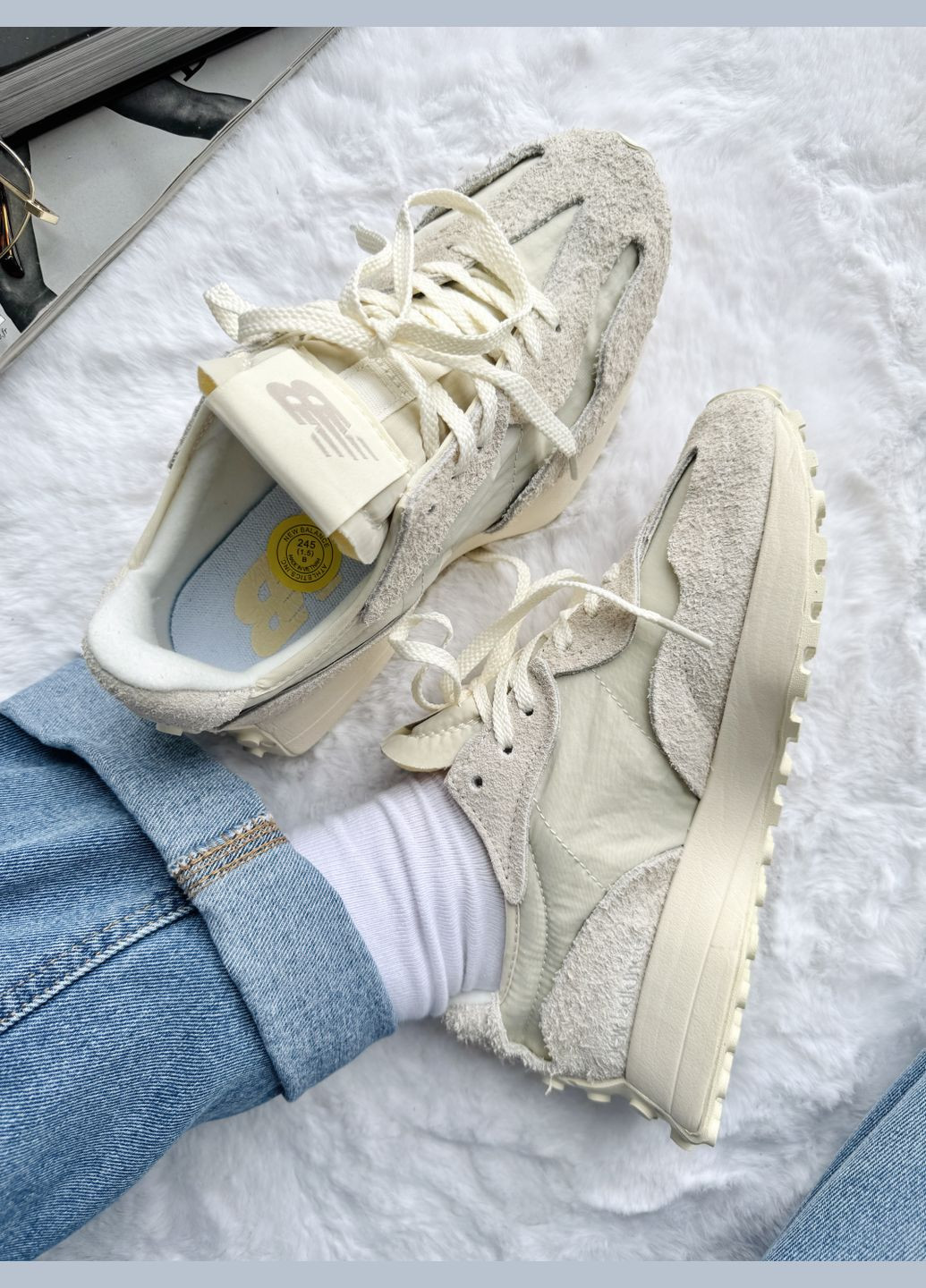 Кроссовки женские New Balance 327 Casual Beige | Нью Беланс 327 бежевые No Brand бежевые демисезоны (340916033)