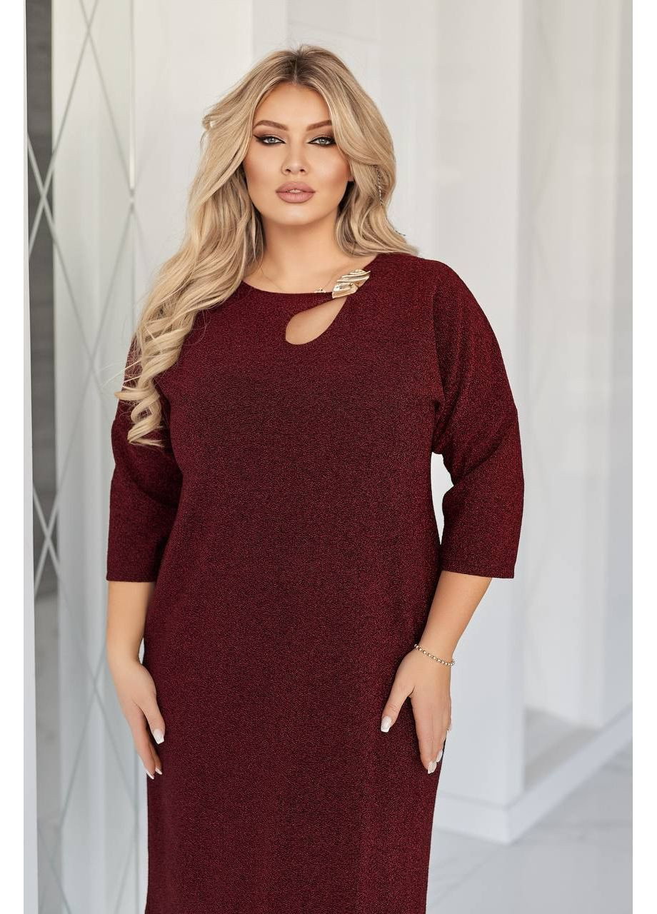 Бордова святковий, повсякденний, ділова, кежуал жіноча сукня міді Style Point однотонна