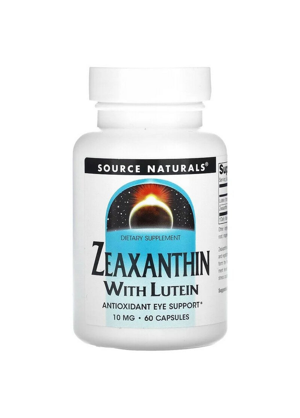Натуральная добавка Zeaxanthin with Lutein 10 mg, 60 капсул Source Naturals (293418005)