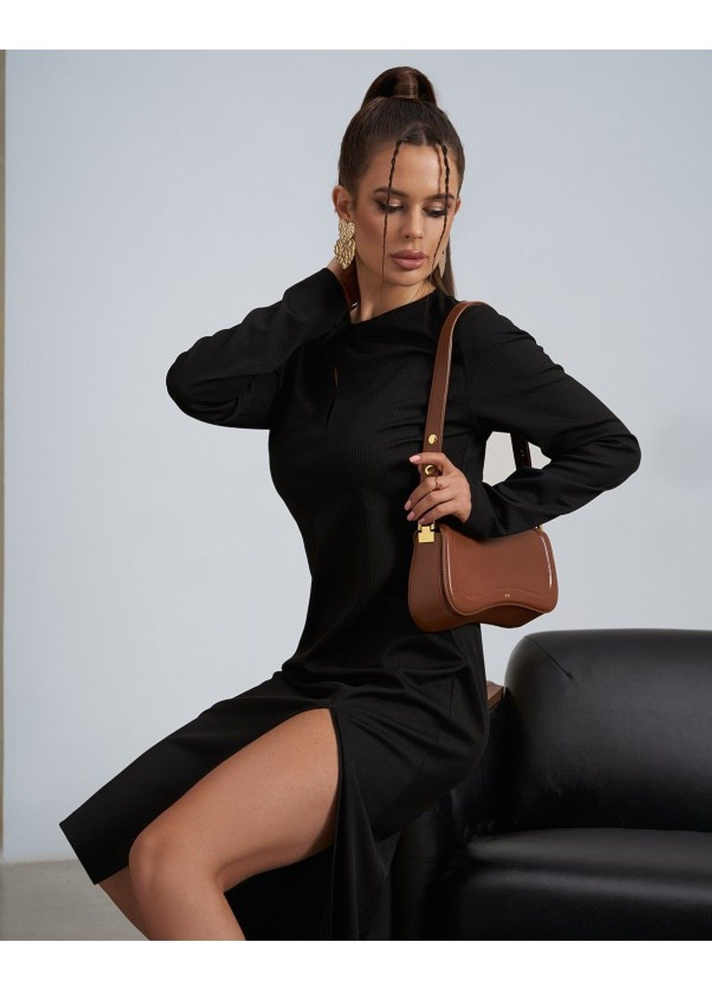 Черное повседневный платье 14492 xl черный ISSA PLUS