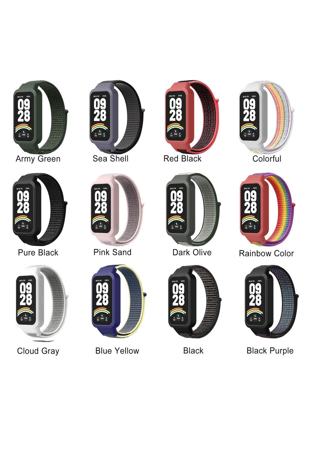 Ремешок для Nylon Цвет Blue Yellow No Brand Xiaomi Mi Band 9 Active (340913788)