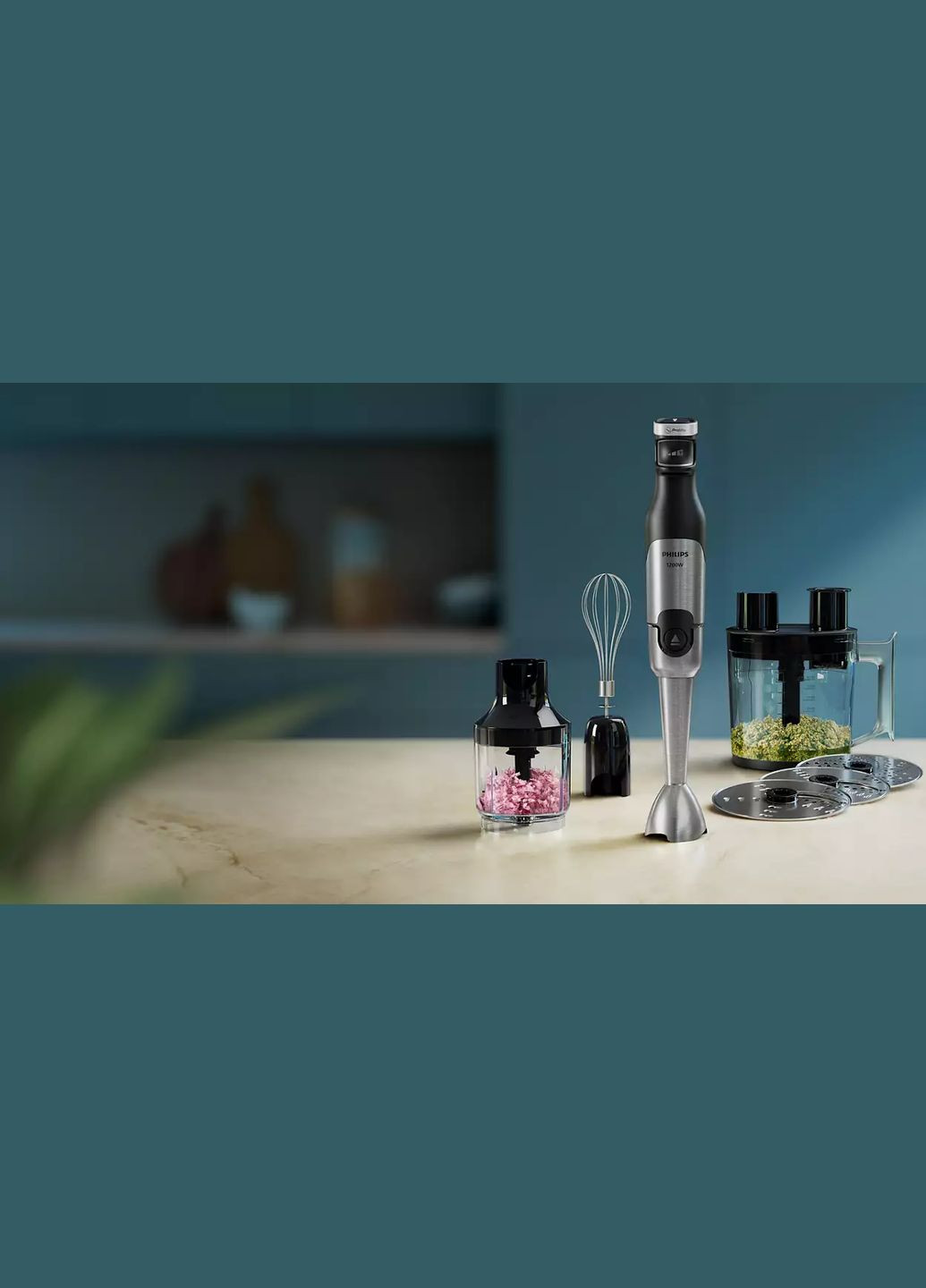 Блендер погружной Series 5000, 1200Вт, 5в1, чоппер, терки, черный Philips (314780763)