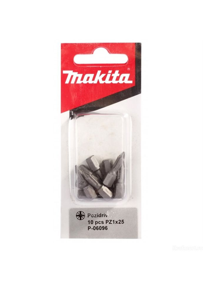 Набір біт насадок P-06096 (PZ1, 25 мм, 10 шт) Pozidrive біти з шестигранним хвостовиком (7658) Makita (300233684)