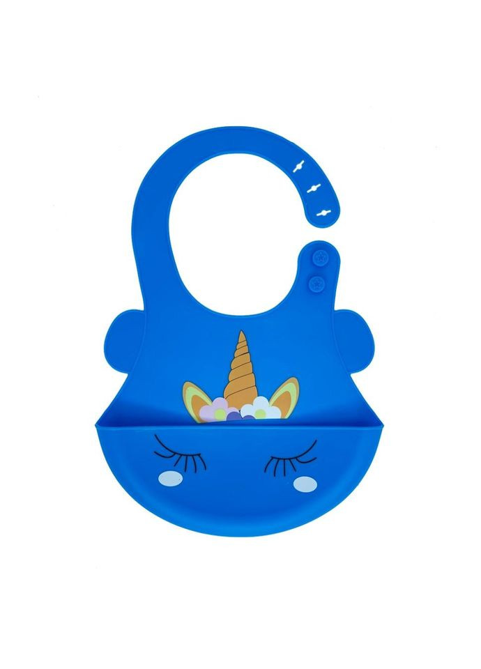 Слинявчик силіконовий "Єдиноріг" MGZ-0615(Blue) з кишенею No Brand (329894365)