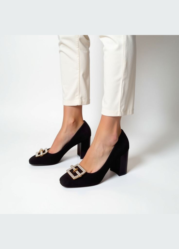 No Brand Женские замшевые туфли на каблуке Maiguan 1350 Черные черный з искусственная замша, — демисезон (326960703)