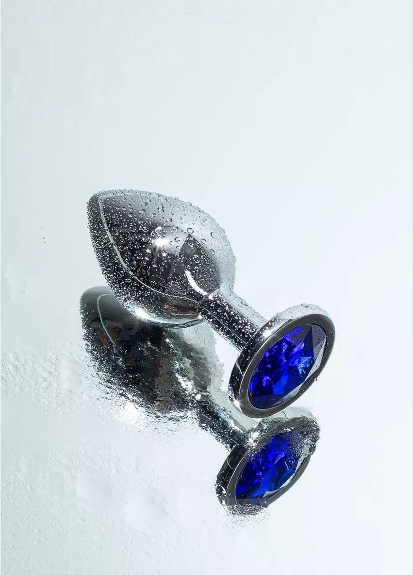 Анальна пробка металева, з синім камнем стальна Cindylove (288539352)