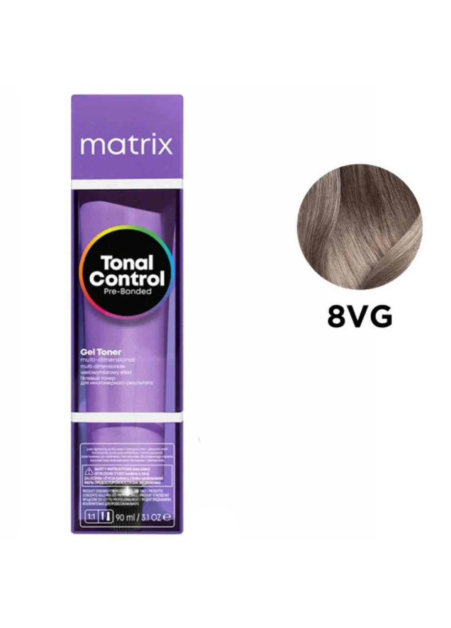 Гелевий тонер-фарба на кислотній основі Tonal Control Pre-Bonded Acidic Gel Toner 8VG Блондин фіолетово-золотистий 90 мл Matrix (377724338)