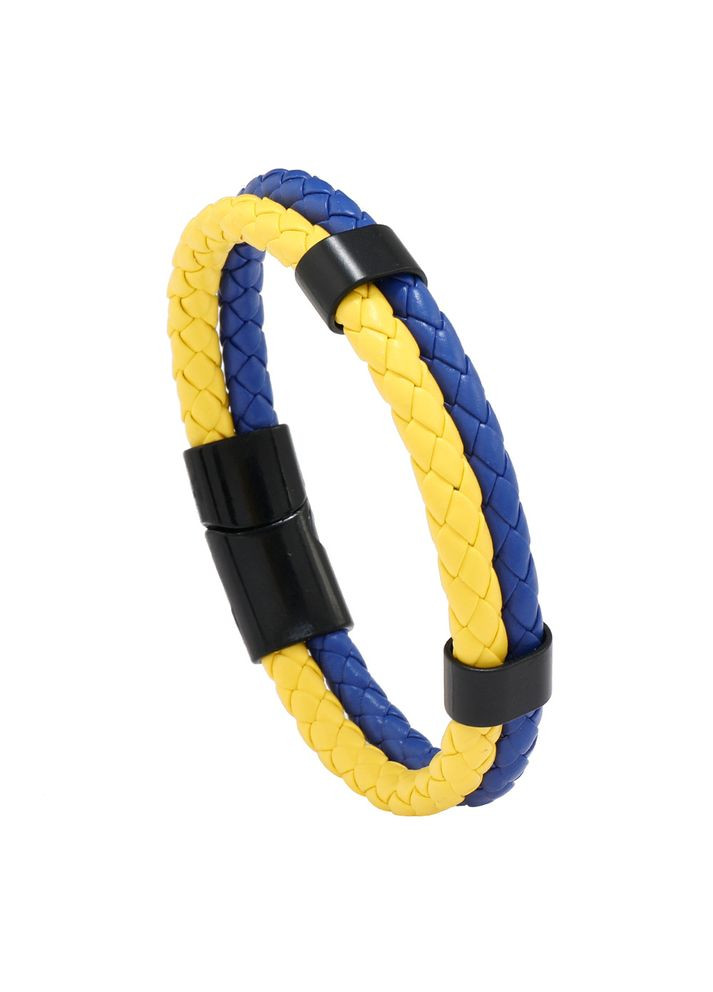 Жовто-блакитний браслет на руку патріотичний плетений із магнітною застібкою No Brand (317351923)