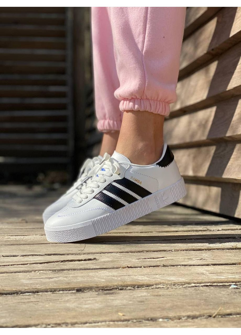 КРОСІВКИ ЖІНОЧІ ADIDAS SAMBA WHITE BLACK АДІДАС САМБА No Brand чорні демісезони (369393338)