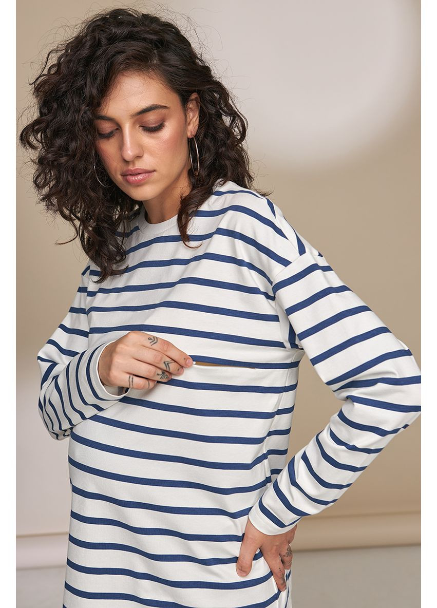 Молочний лонгслів для вагітних та годуючих трикотаж двонитка Юла мама (352539045)