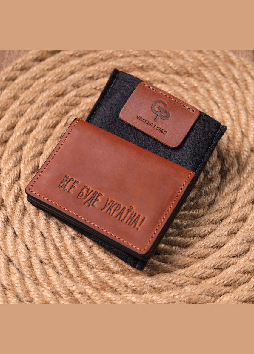 Практичная обложка на автодокументы в винтажной коже Украина светло-коричневая 16706 Grande Pelle (362418406)
