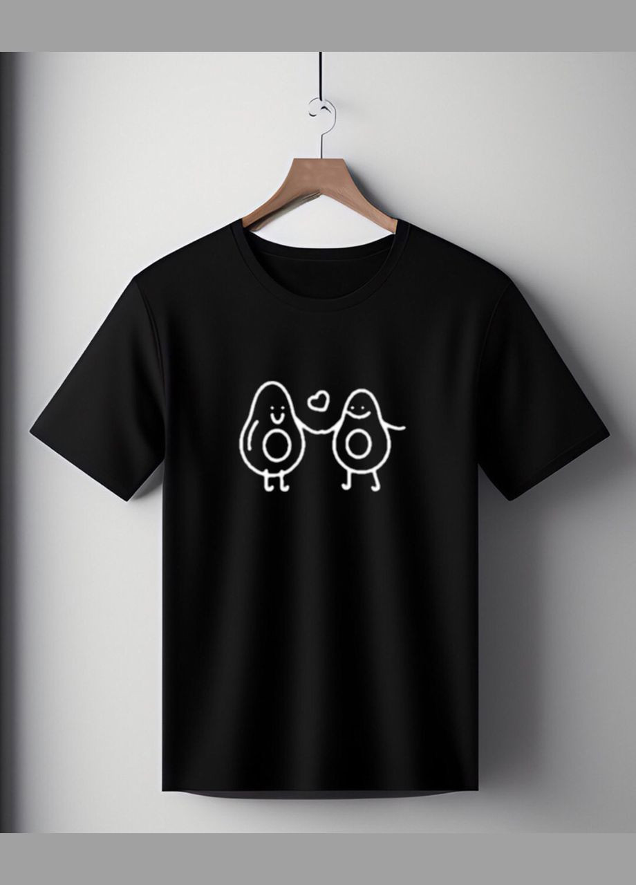 Футболка черная оверсайз унисекс с принтом "Влюбленные авокадо" Handmade (308245306)